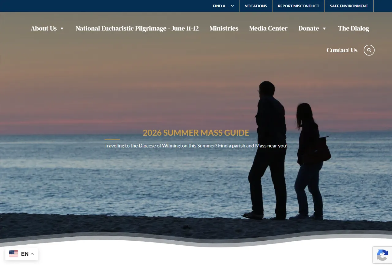 Homepage screenshot of the Diocese of Wilmington website.